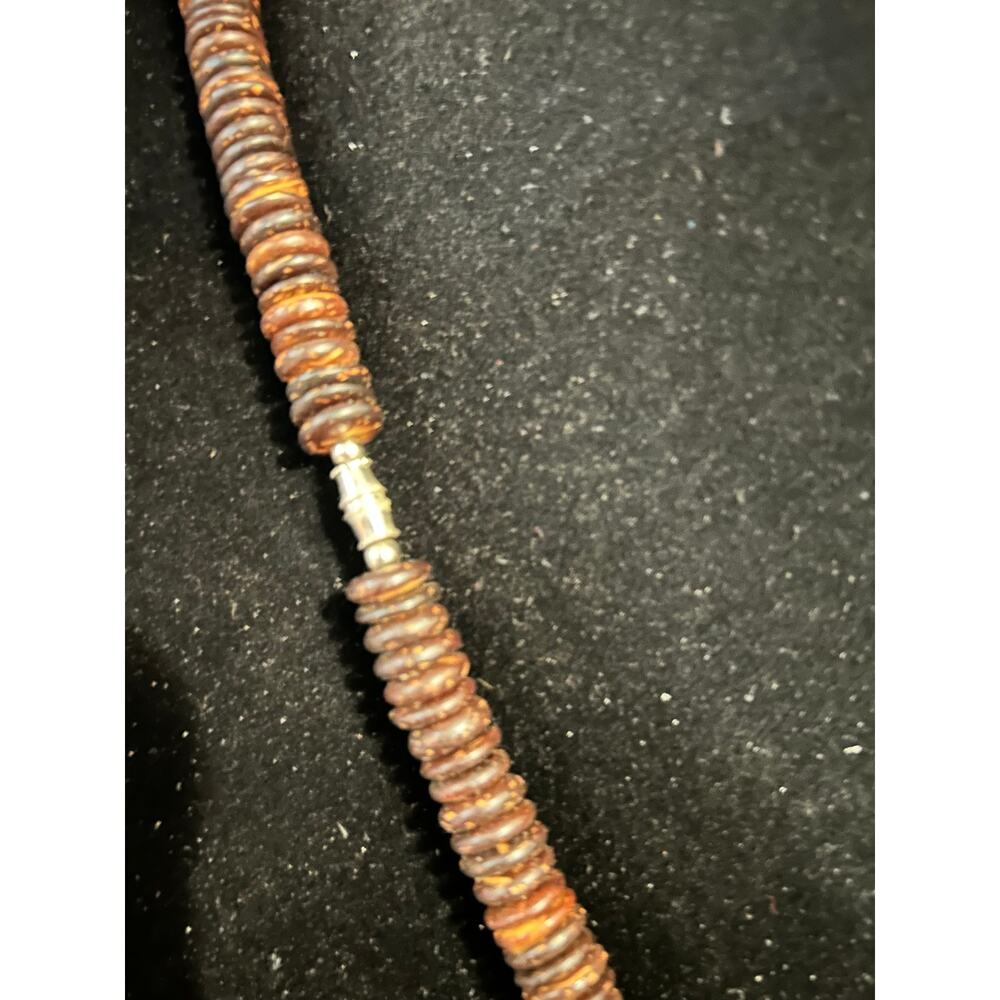 Vintage Handcrafted Carved Elephant Necklace Brown Beaded Statement Boho - Picture 11 of 12